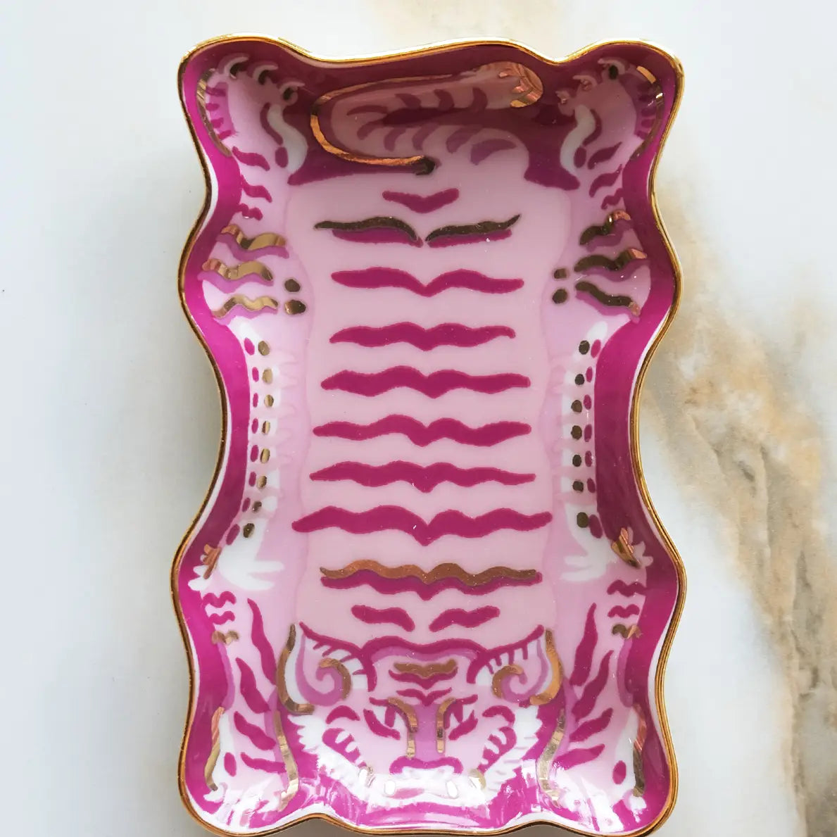 Tibetan Tiger Porcelain Trinket Dish image 1