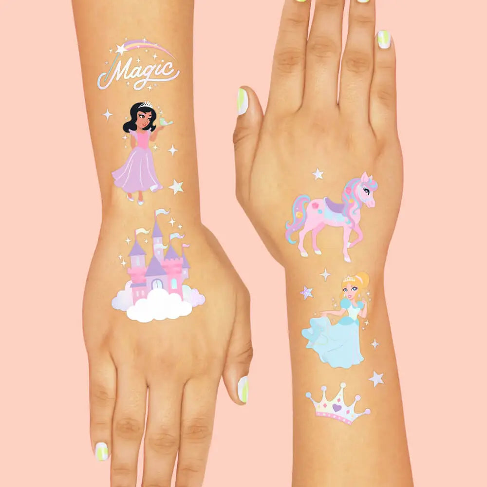 Pastel Princess Party Foil Kids Temporary Tattoos - Petit Fetti image 2