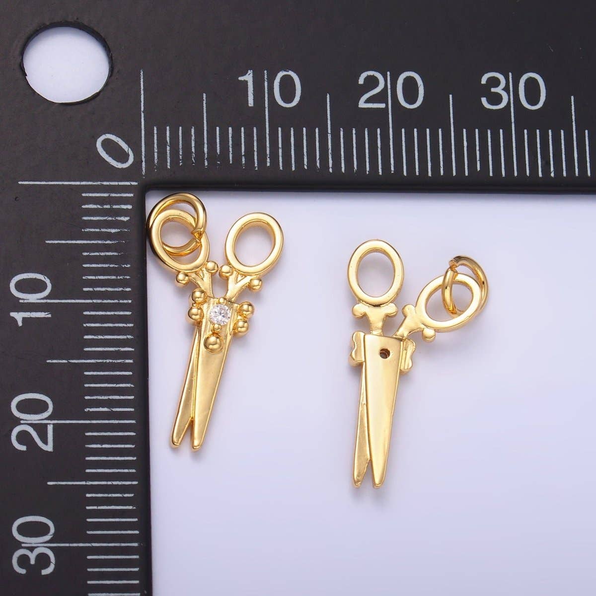 Mini 24K Gold Filled Micro Paved Scissors Charm