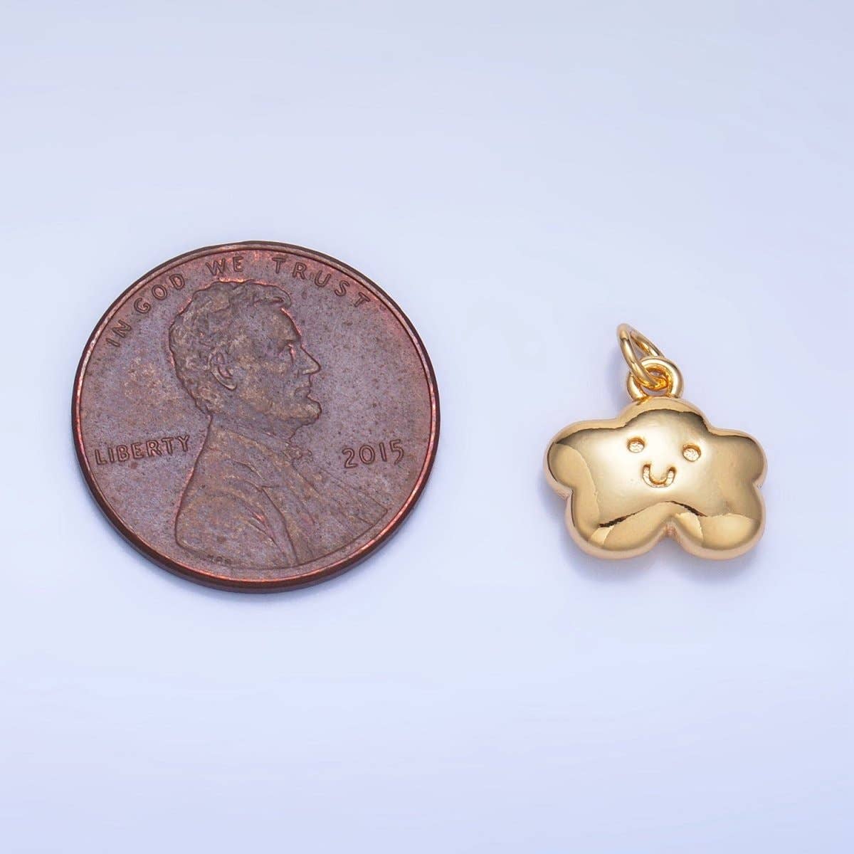 24K Gold Filled Smiley Face Cloud Multidimensional 3D Charm | W021