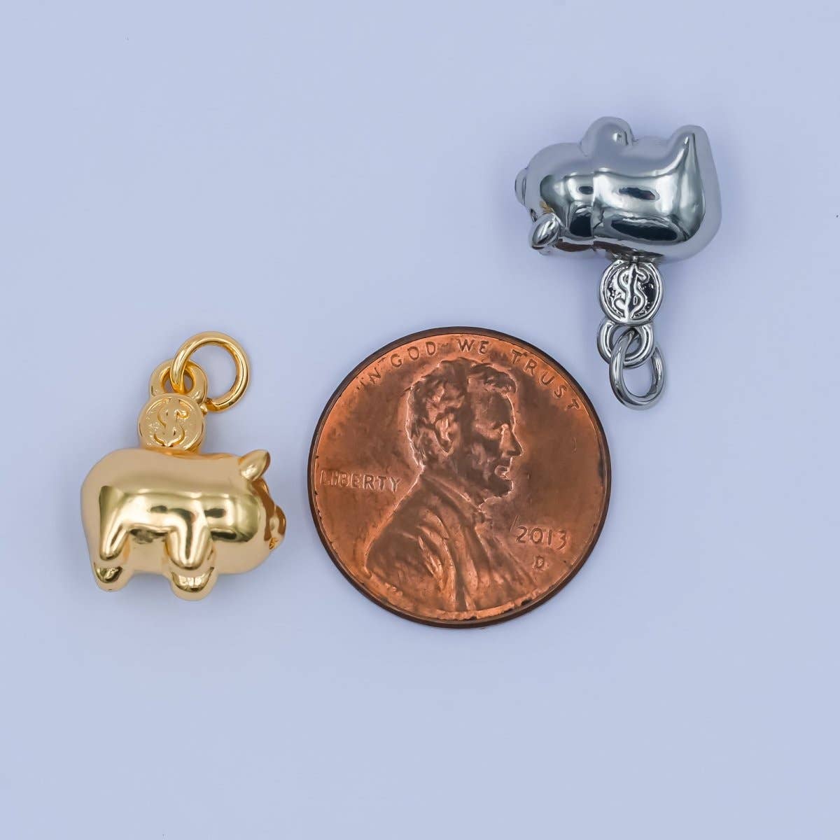 24K Gold Filled Piggy Bank Money 3D Multidimensional Charm in Gold