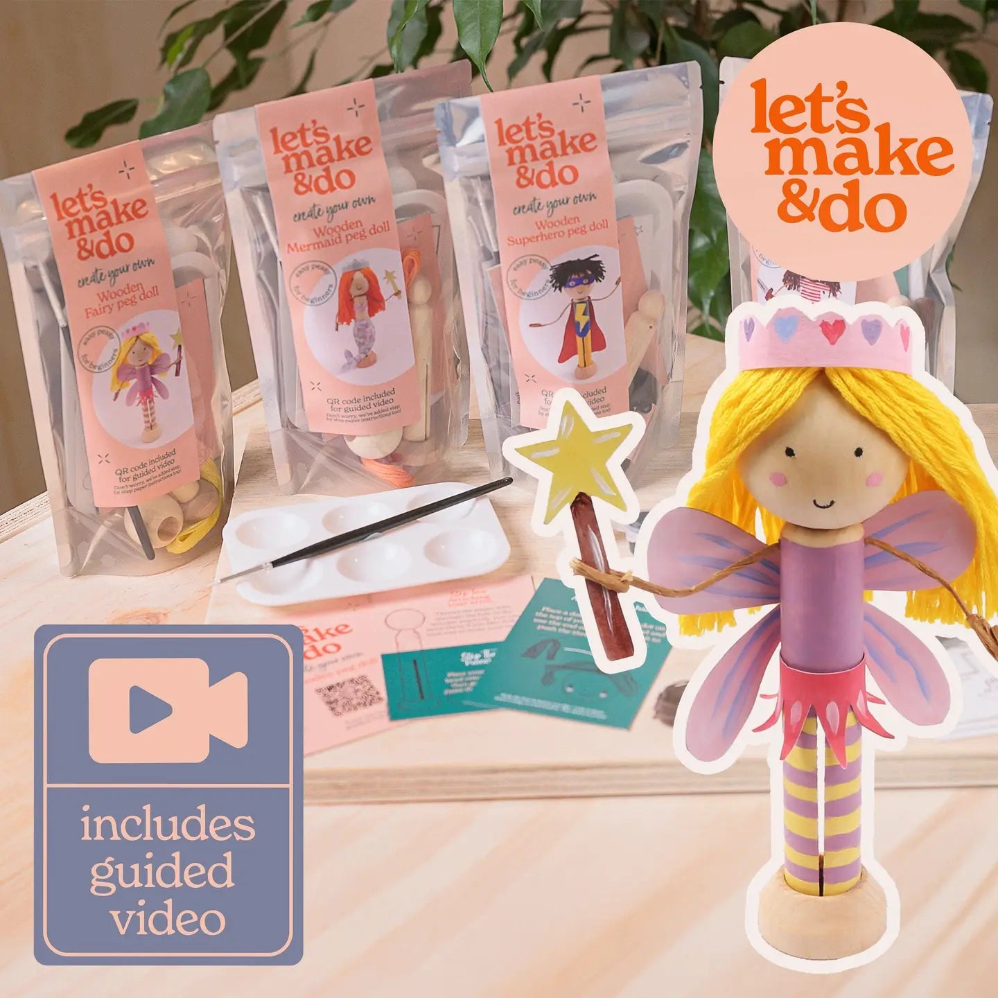 Let's Make & Do Create Your Own Fairy Wooden Peg Doll Kit image 0