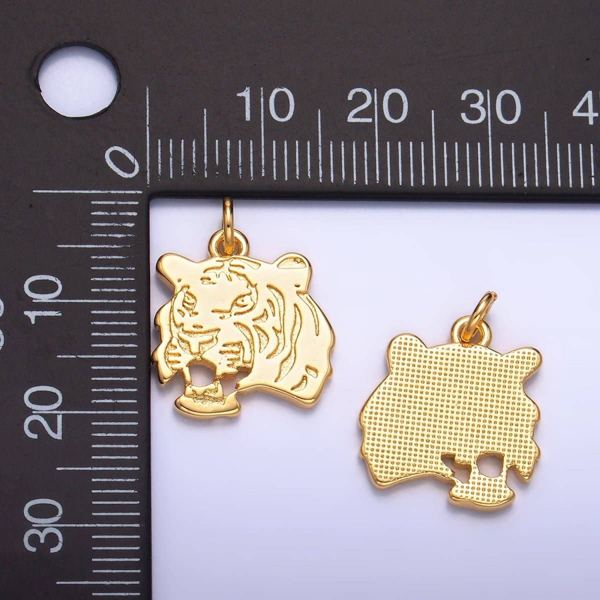 24K Gold Filled Tiger Head Animal Charm | W233