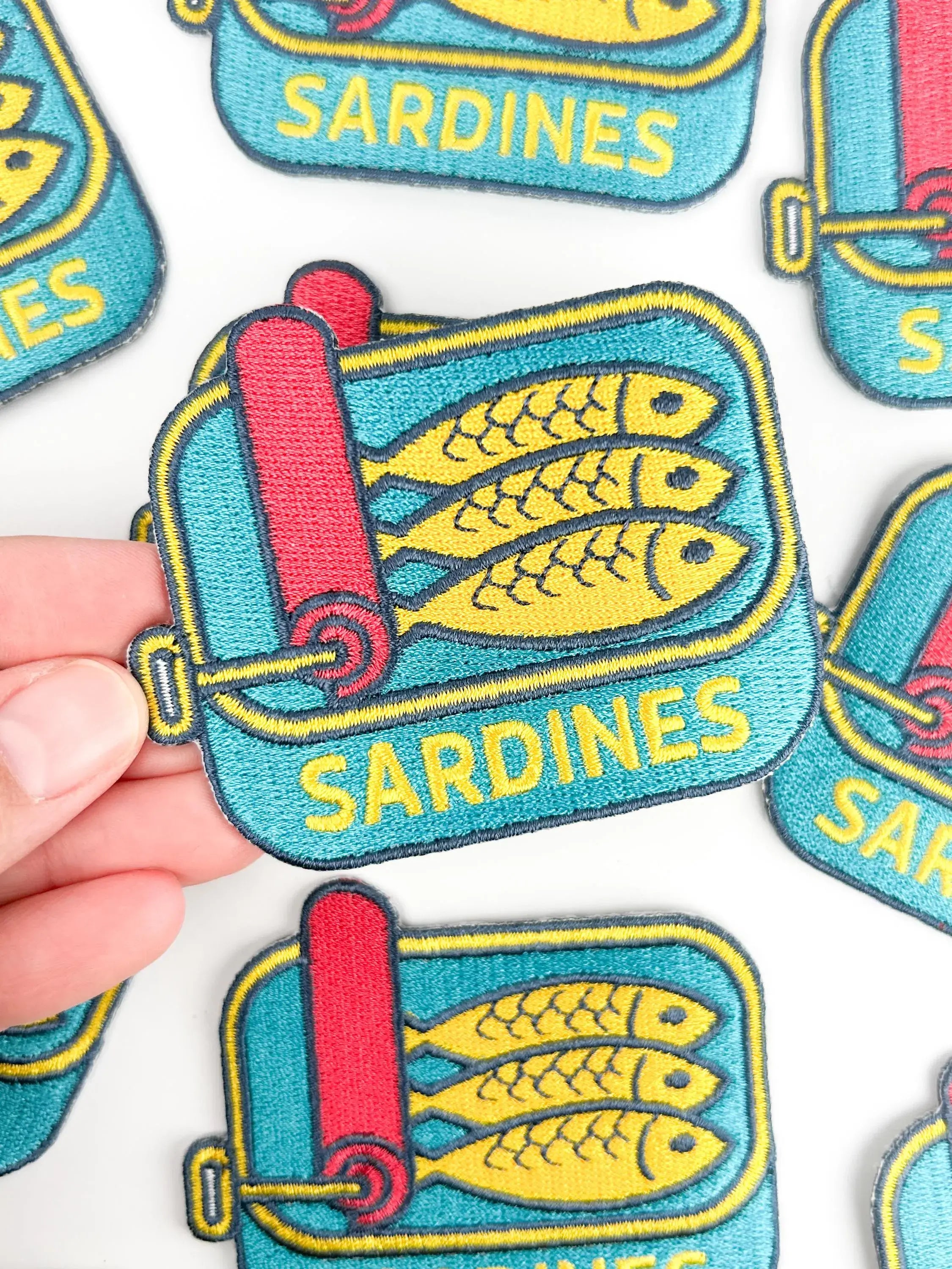 Sardines Patch – Retro Embroidered Iron-On Patch for Foodies
