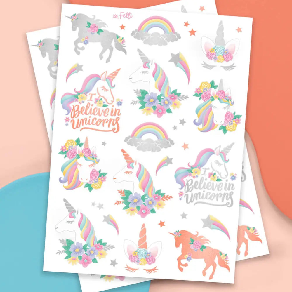 Unicorn Foil Kids Temporary Tattoos - Petit Fetti image 3