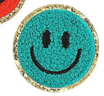 Smile Face Iron On Gold Glitter Patches