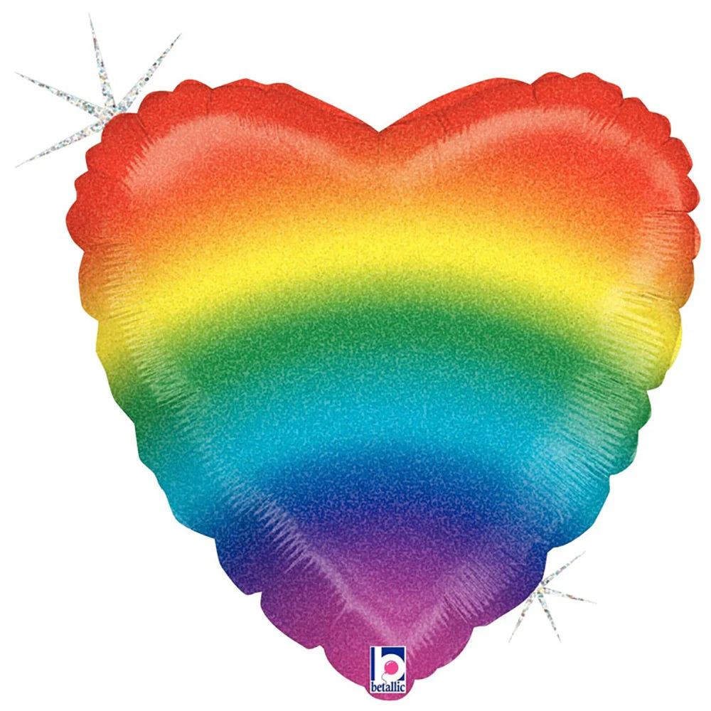 18 inch GLITTER RAINBOW HEART image 0