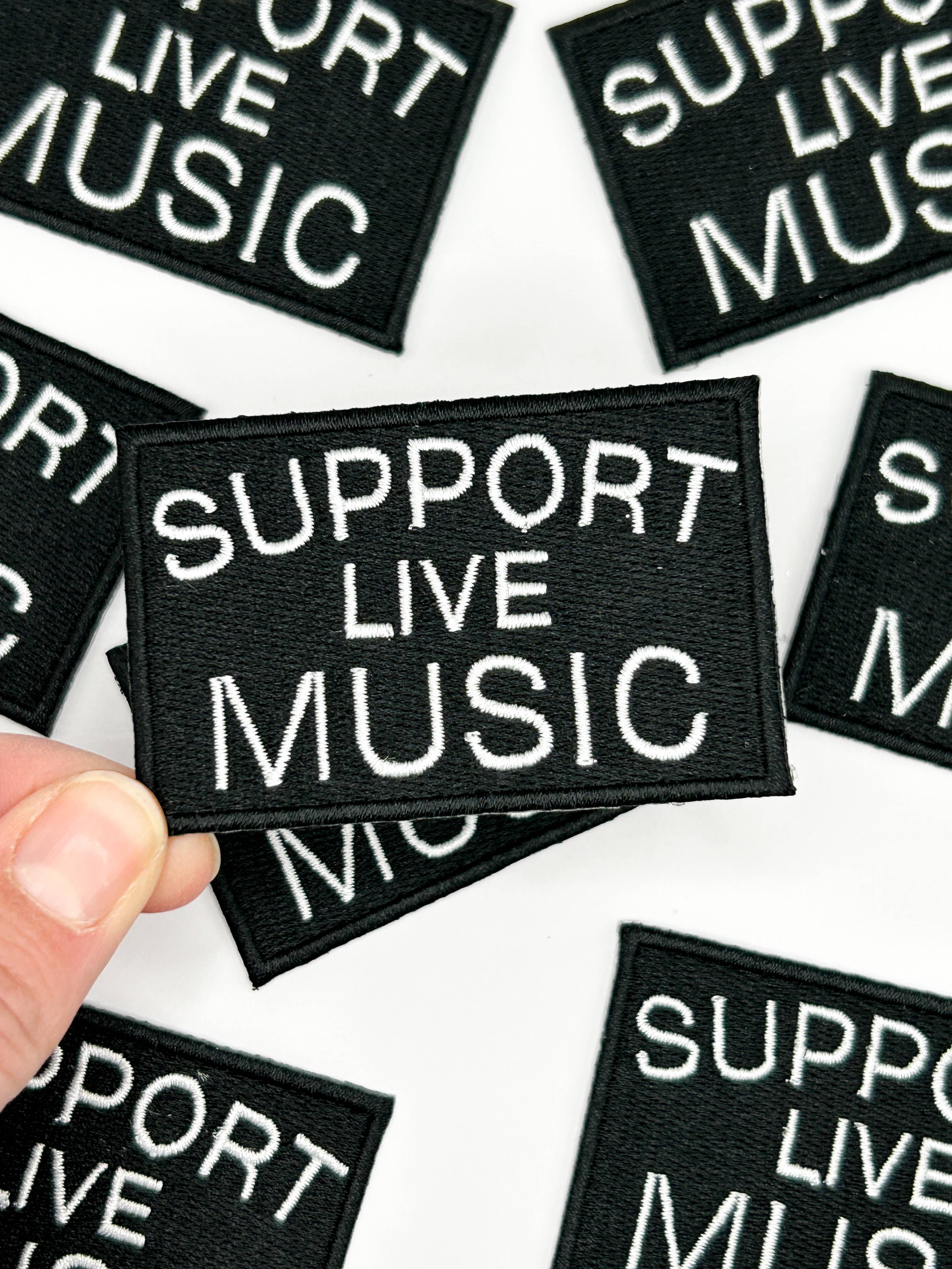 Support Live Music Embroidered Iron On Patch Trucker Hat