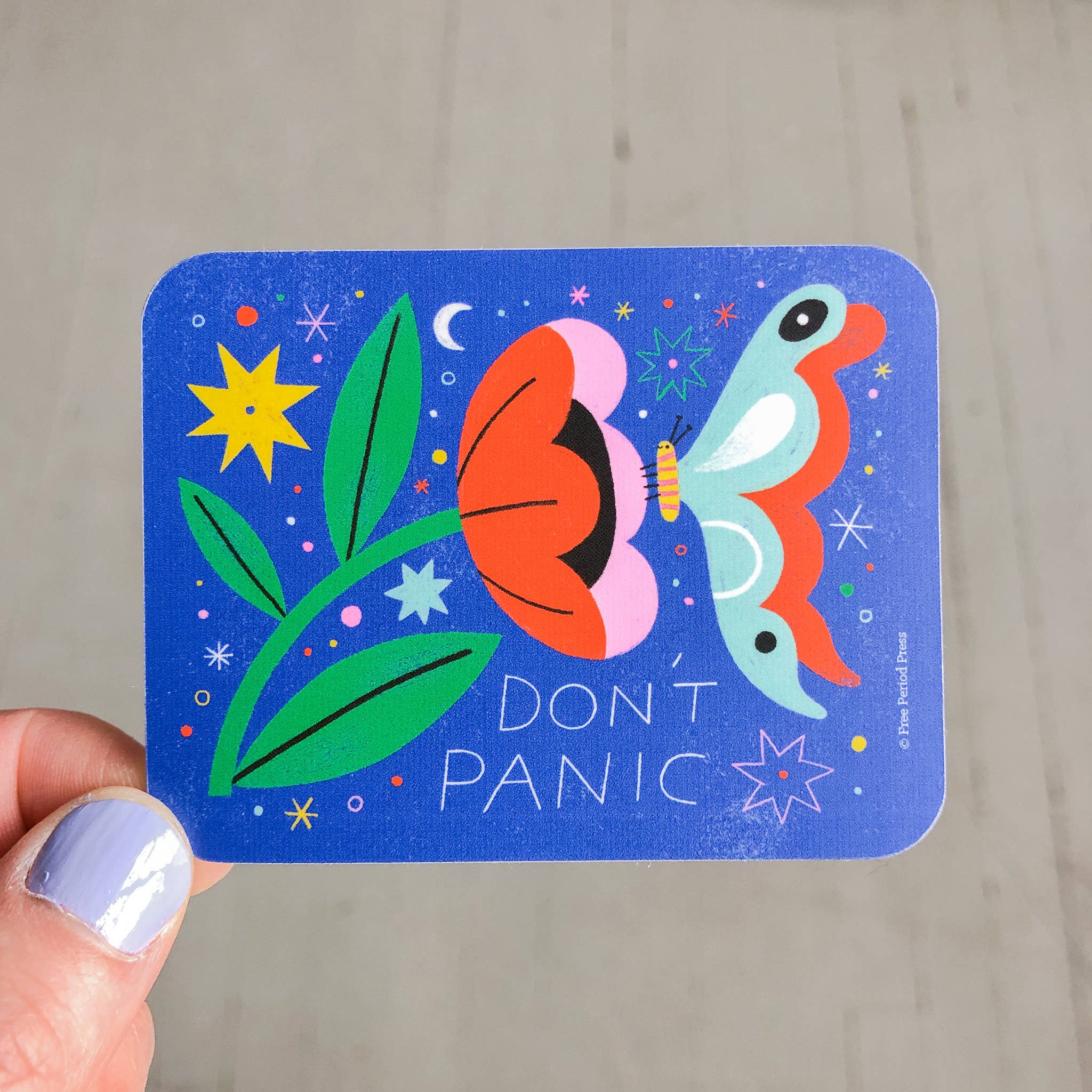 Don't Panic Butterfly Flower Vinyl Decal Sticker