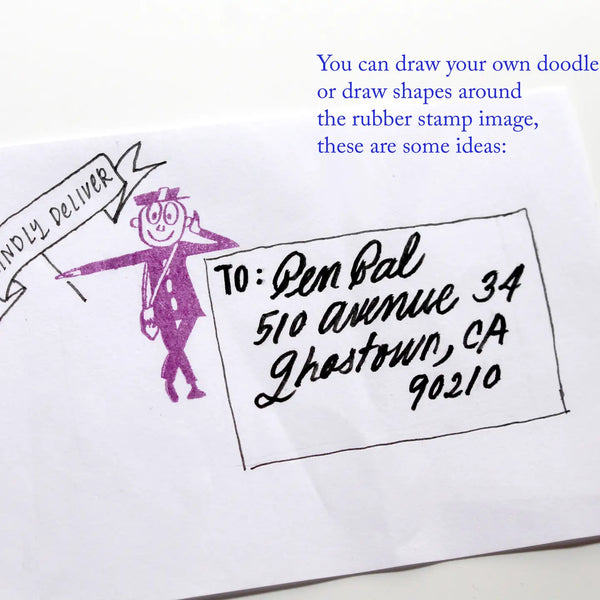 Mr Zip Leaning Rubber Stamp image 2