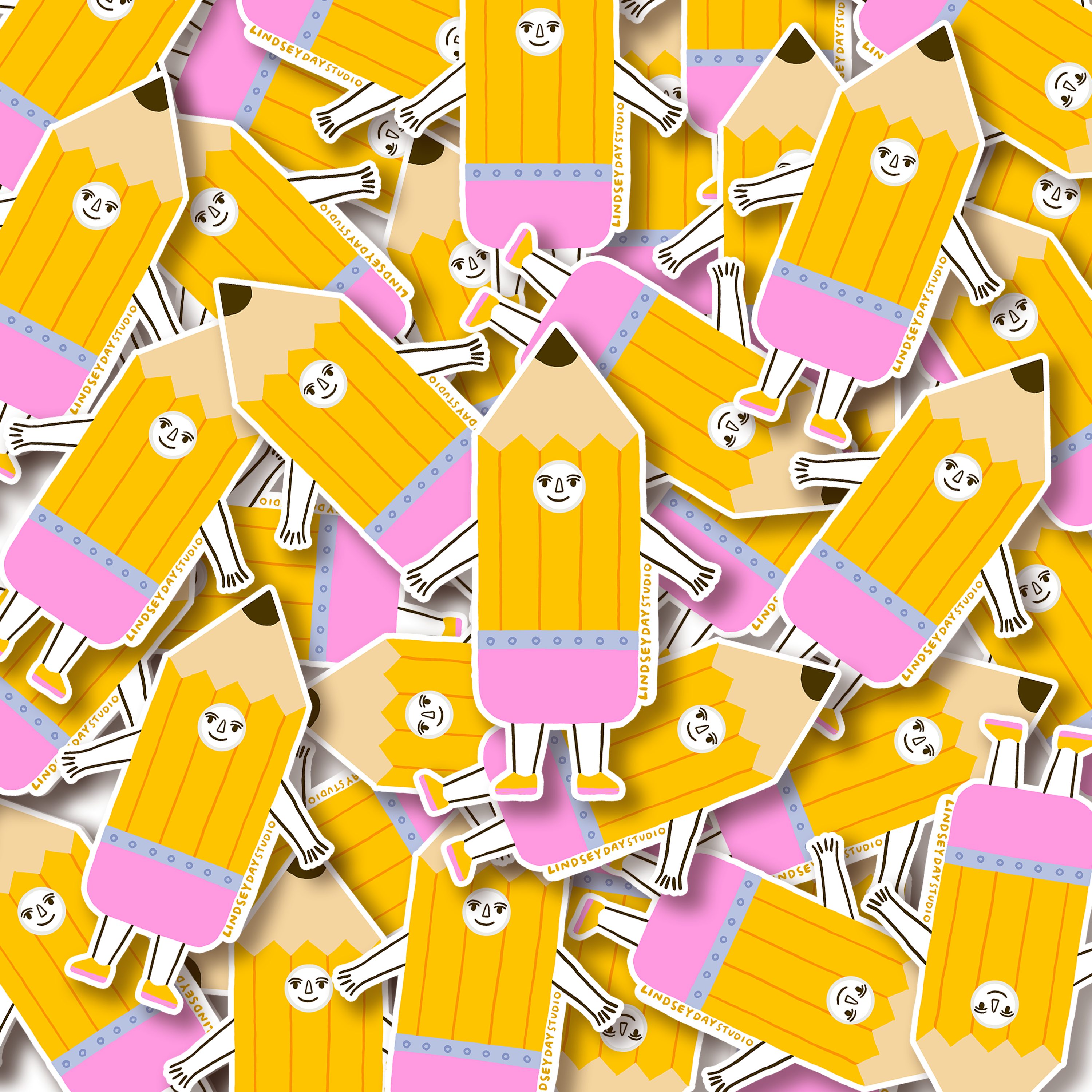 Pencil Friend Sticker, Teacher Gift, Cute Kawaii Sticker