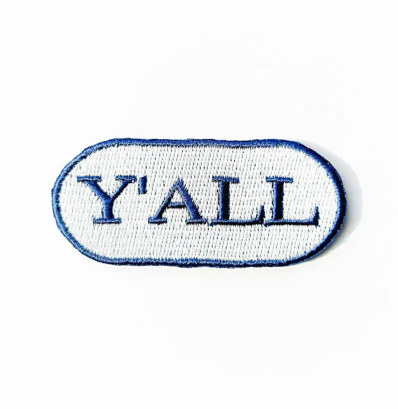 Blue Y'all Embroidered Iron-on Patch for Hats & Clothing
