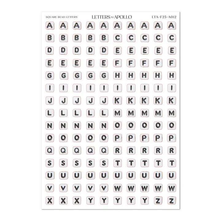Square Bead Letters - Sticker Sheet