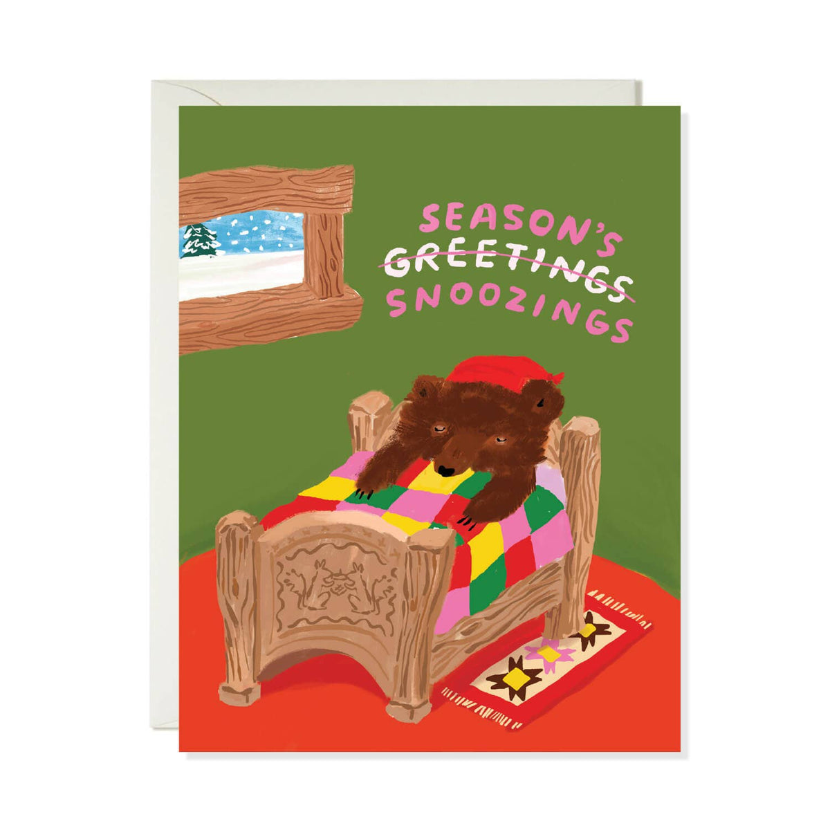 Season’s Snoozings – Christmas Holiday Pun Greeting Card