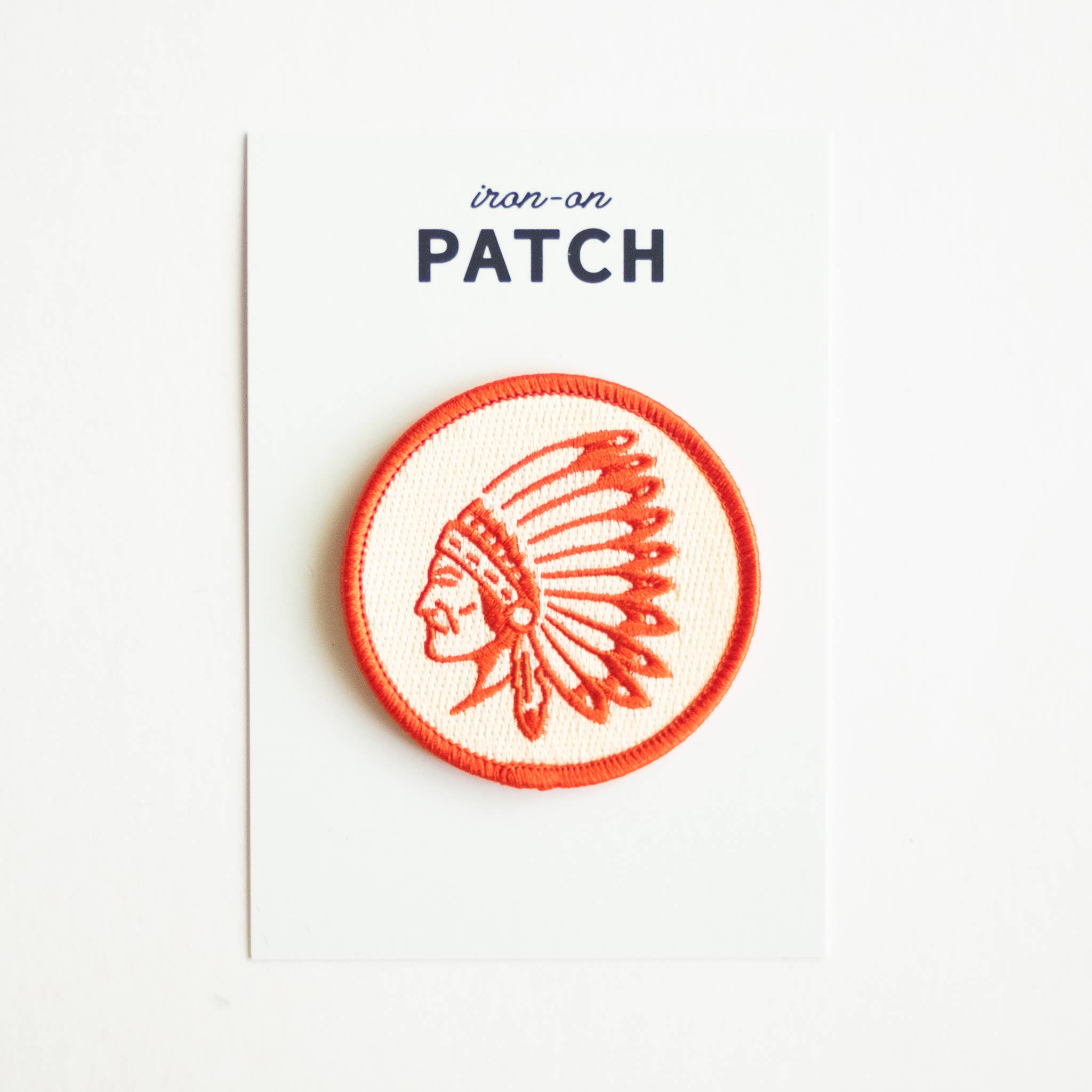 Indian Chief Head Embroidered Iron on Patch