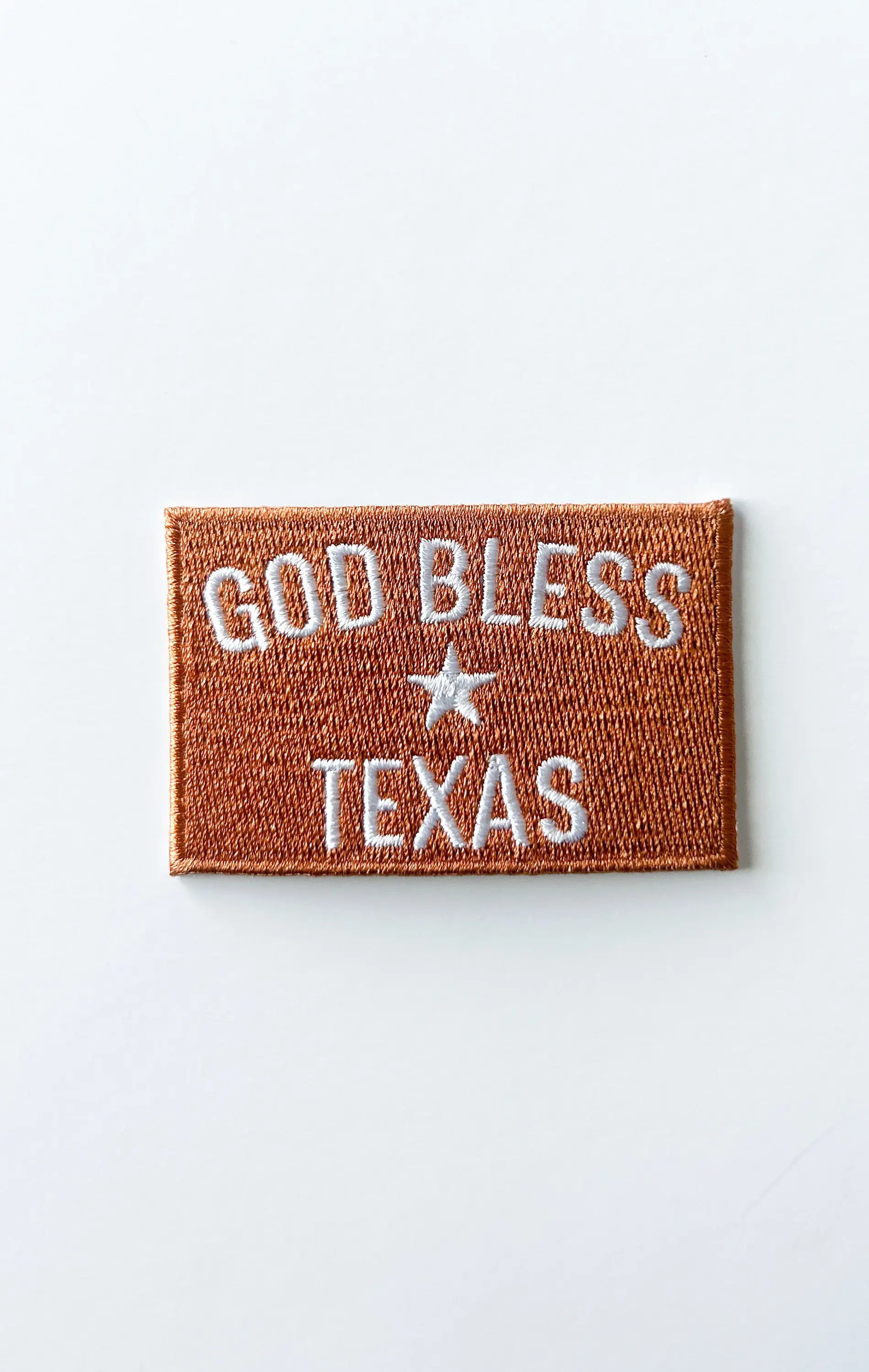 God Bless Texas Embroidered Iron On Patch Orange Western