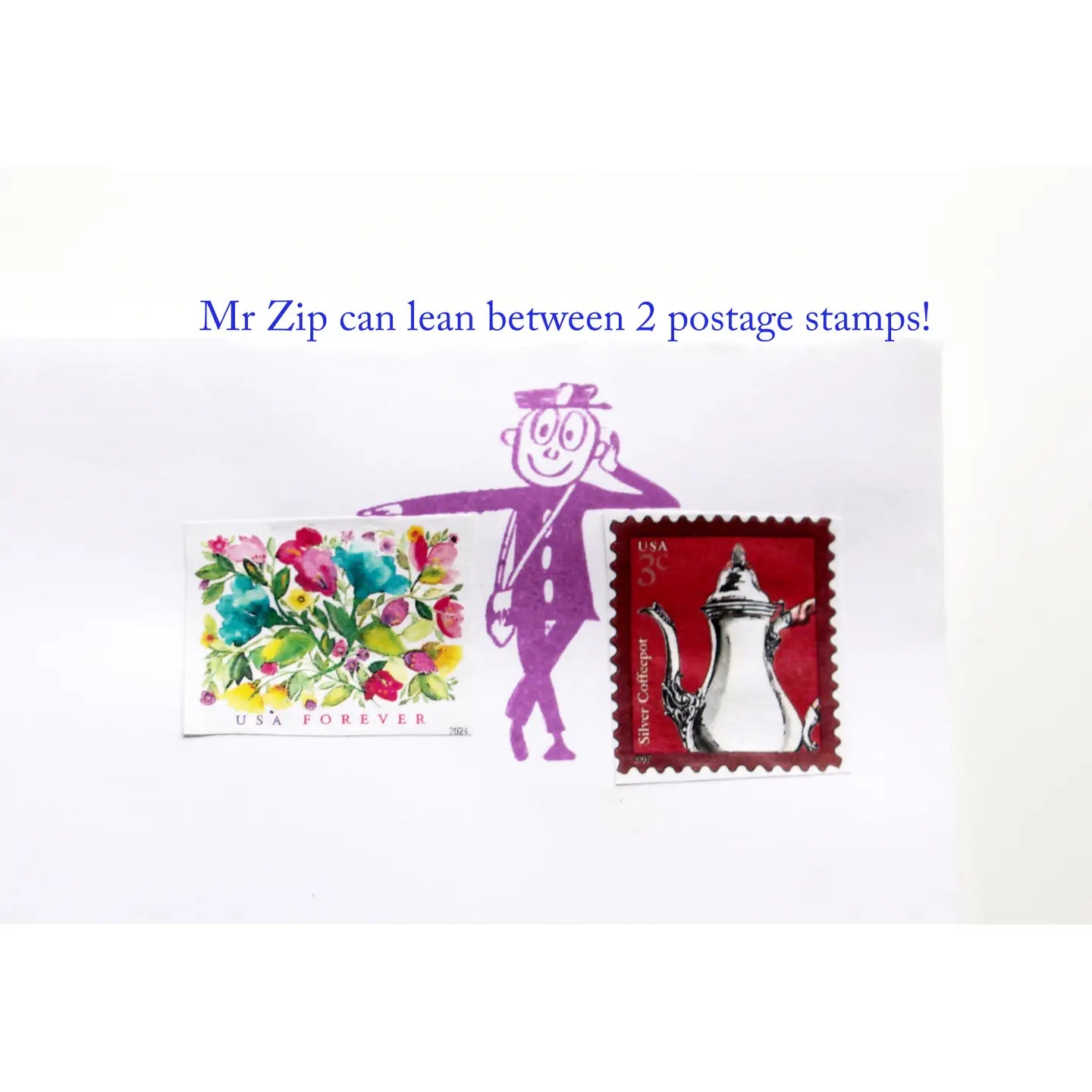 Mr Zip Leaning Rubber Stamp image 1
