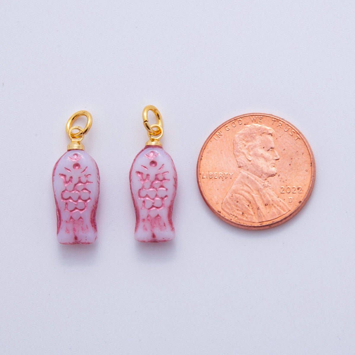 18K Gold Filled Pink Scaled Fish Mini Charm |