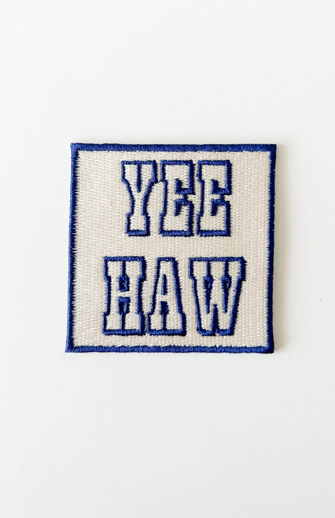 Navy Blue Yee Haw Embroidered Iron On Patch Hats & Clothing