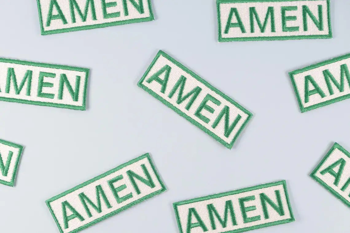 Amen Embroidered Iron-On Patch Southern Funny Country Charm