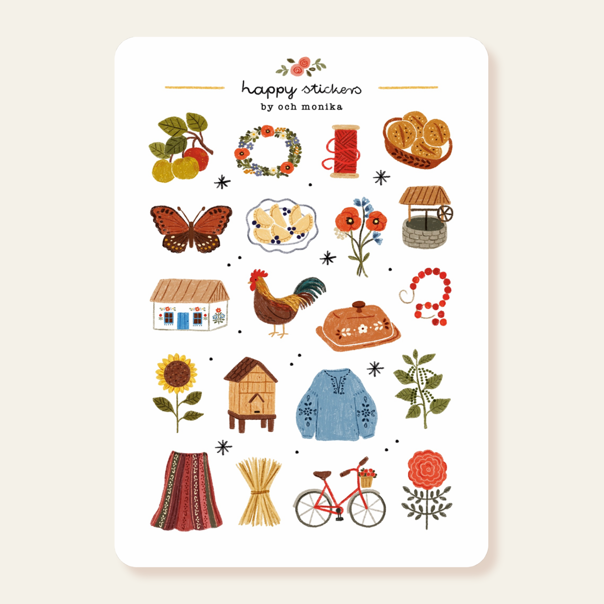 Folk Cottage - Planner & Journal Stickers | A6 Matte Paper