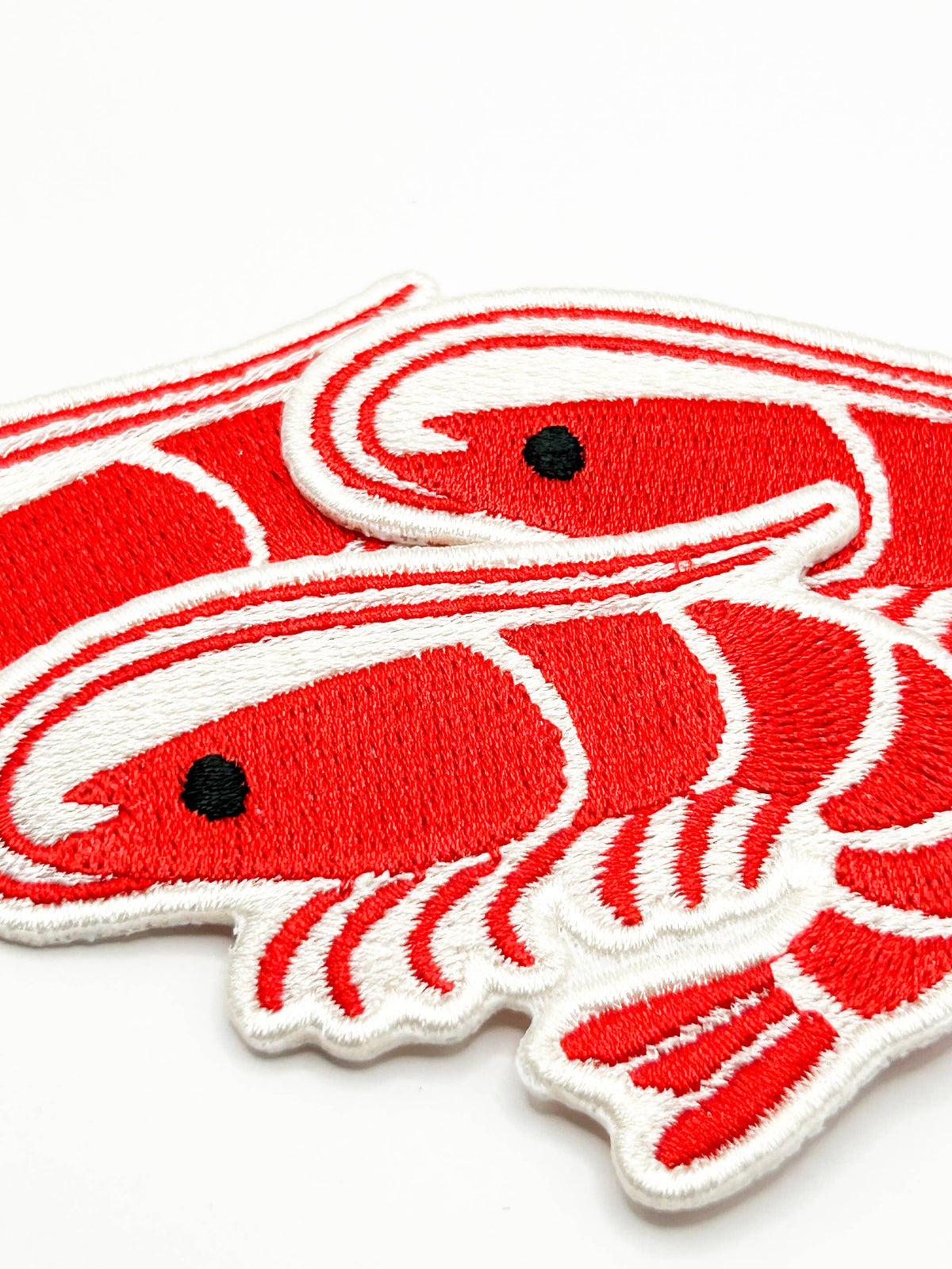 Shrimp Embroidered Iron-On Patch Seafood Lover, Ocean, Beach