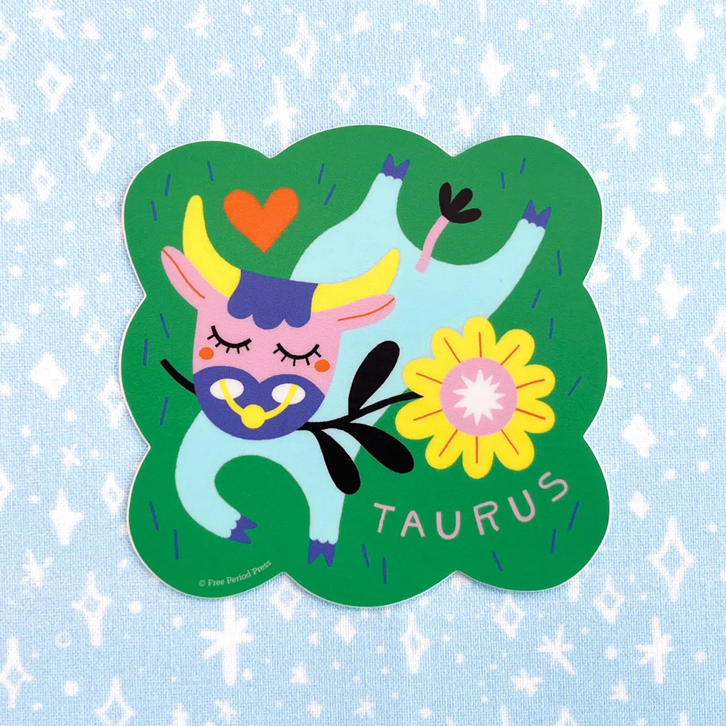 Taurus Zodiac Vinyl Decal Sticker | Cozy & Floral Bull image 0