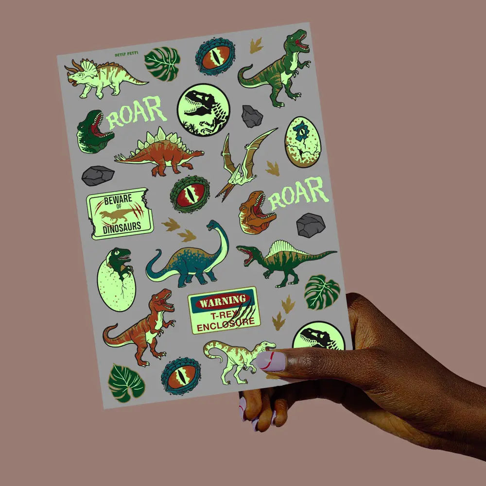 Dinosaur Glow in the Dark Kids Temporary Tattoos - Petit Fetti image 4