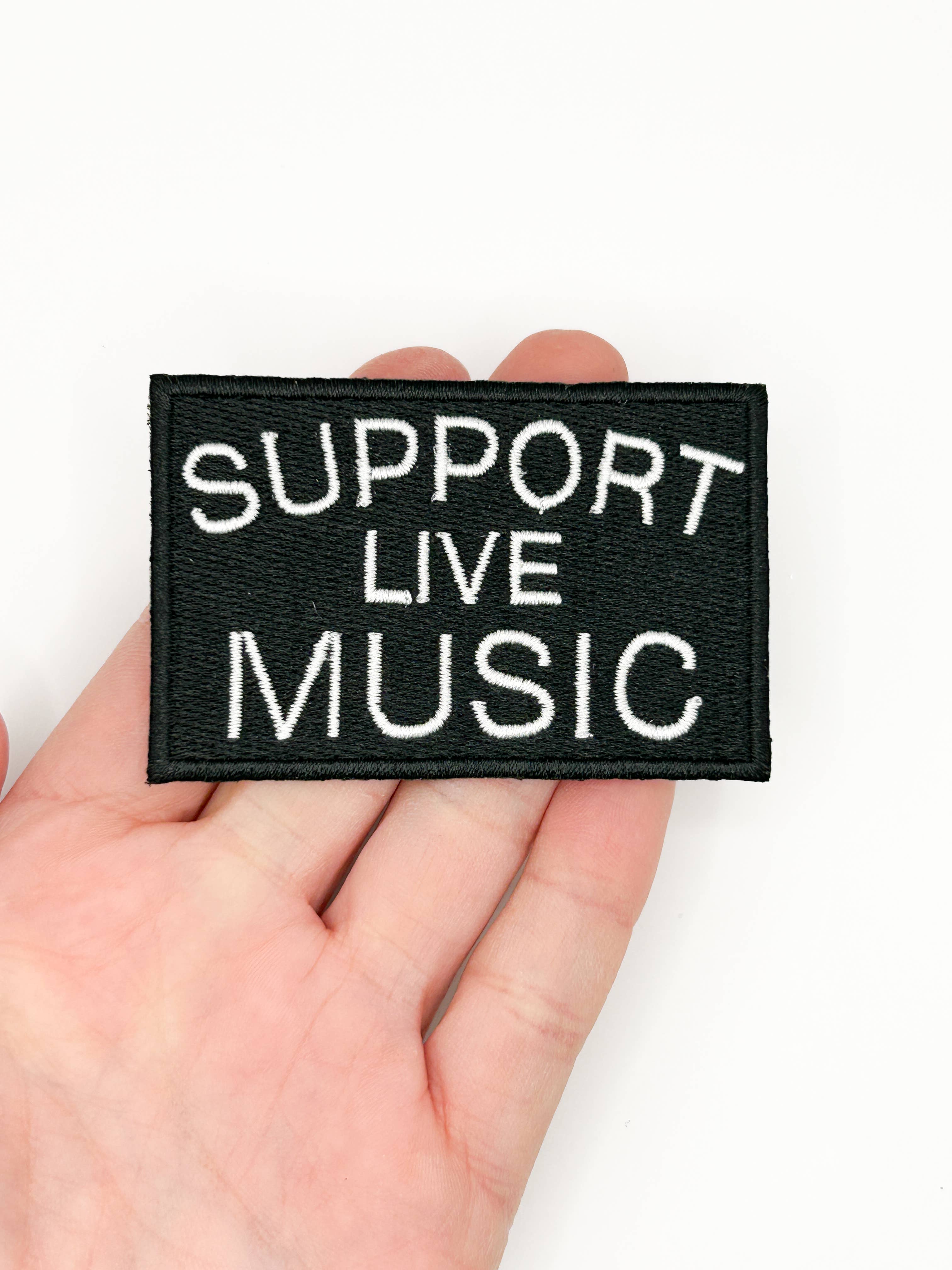 Support Live Music Embroidered Iron On Patch Trucker Hat
