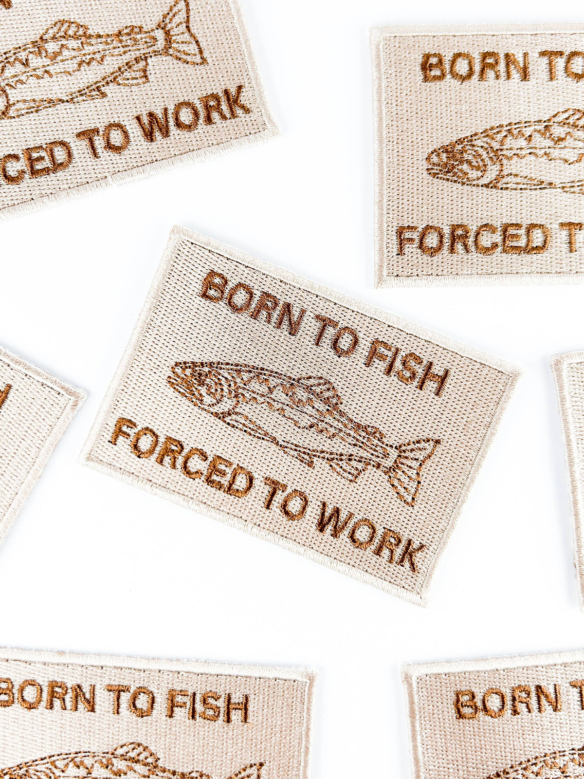 Born to Fish, Forced to Work Patch – Embroidered Iron-On