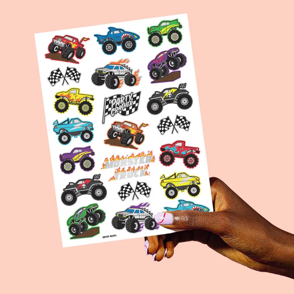 Monster Truck Party Foil Kids Temporary Tattoos - Petit Fetti image 2