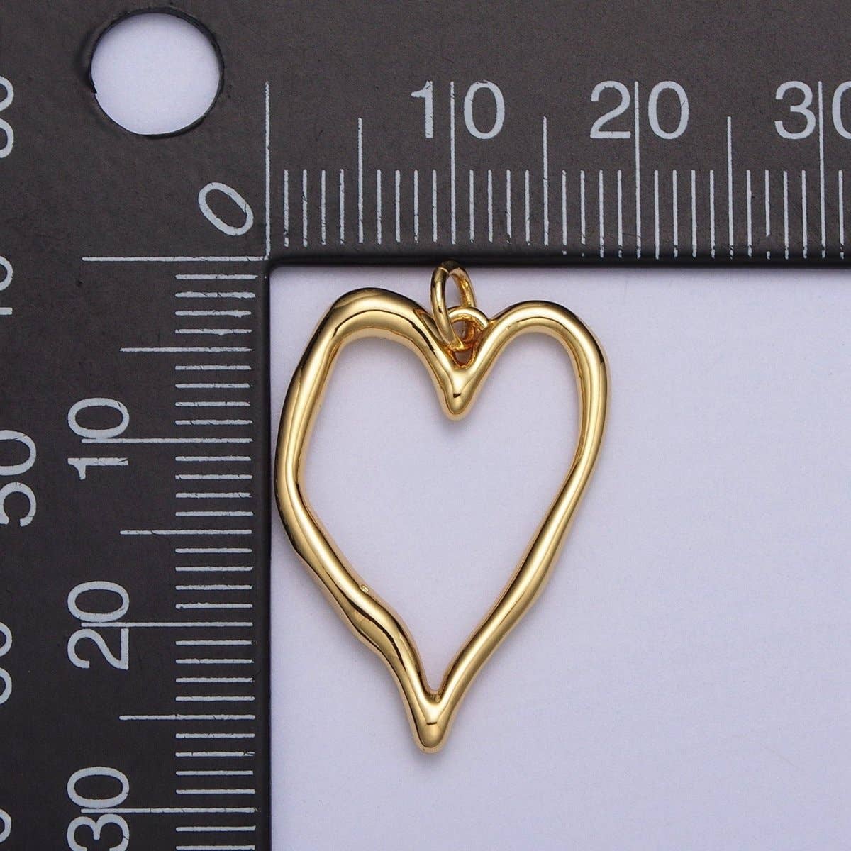 Gold Geometric Open Heart Minimalist Charm |