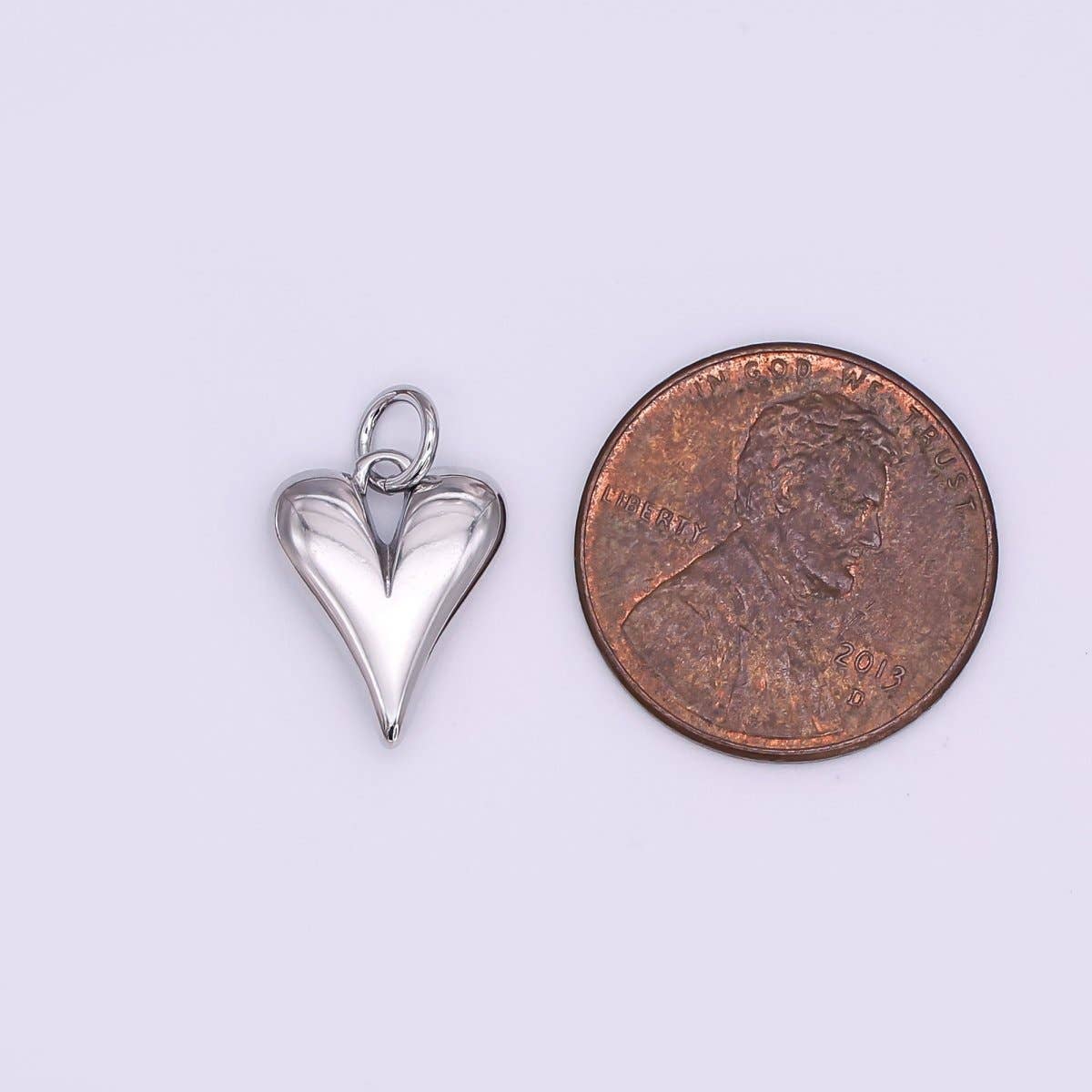 14K Gold Filled 16mm Long Puffed Minimalist Heart Charm In Gold |