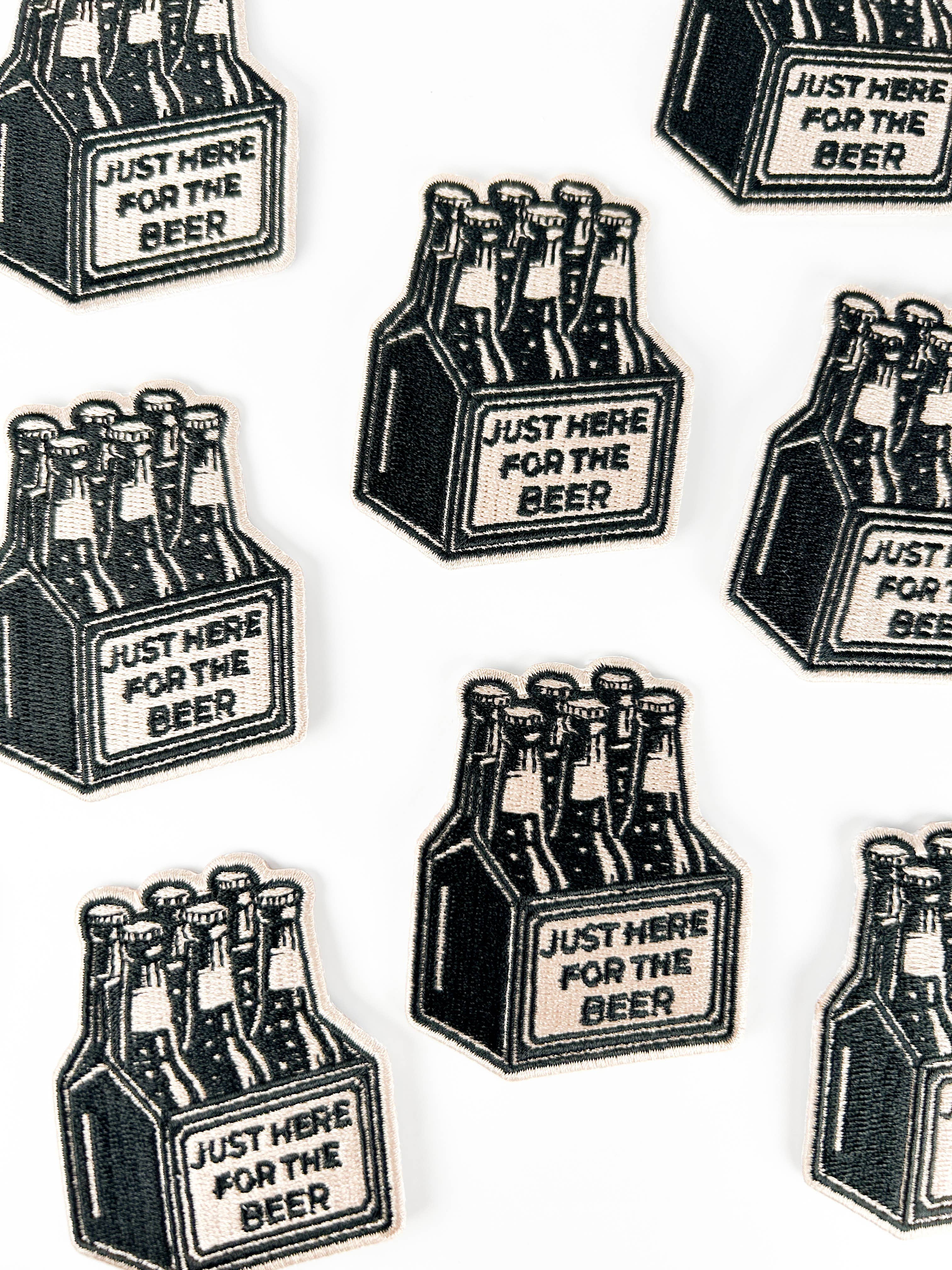 Just Here for the Beer Embroidered Patch Funny Iron On Bar