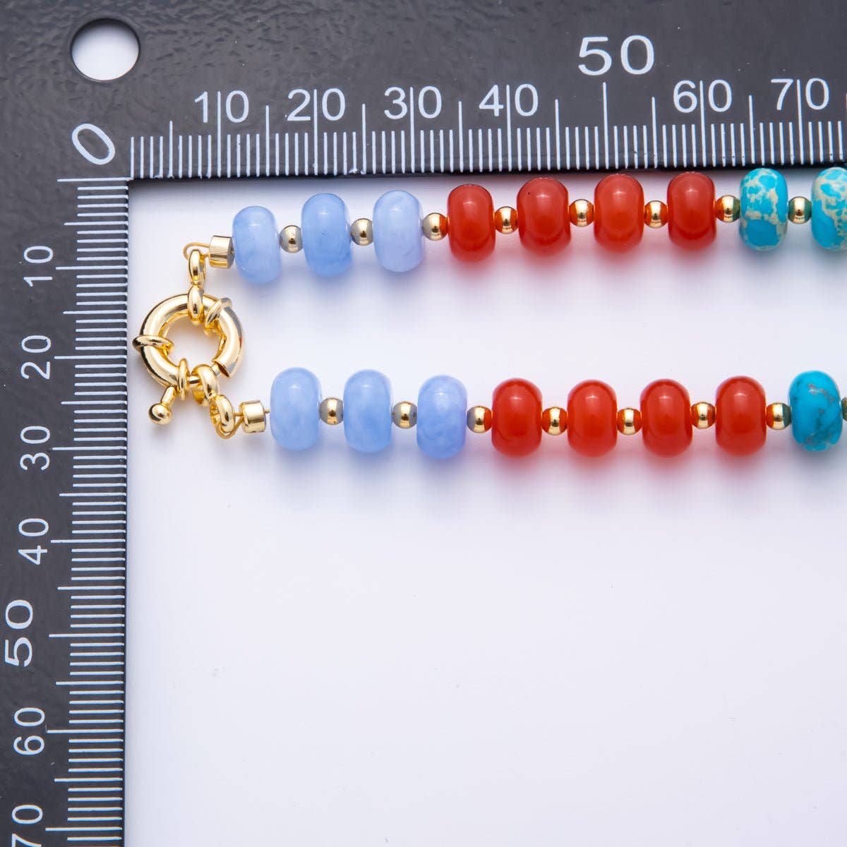 18K Gold Filled Colorful Candy Gemstone Beaded Chain Necklace 17.5 Inch with Extender | WA-3318
