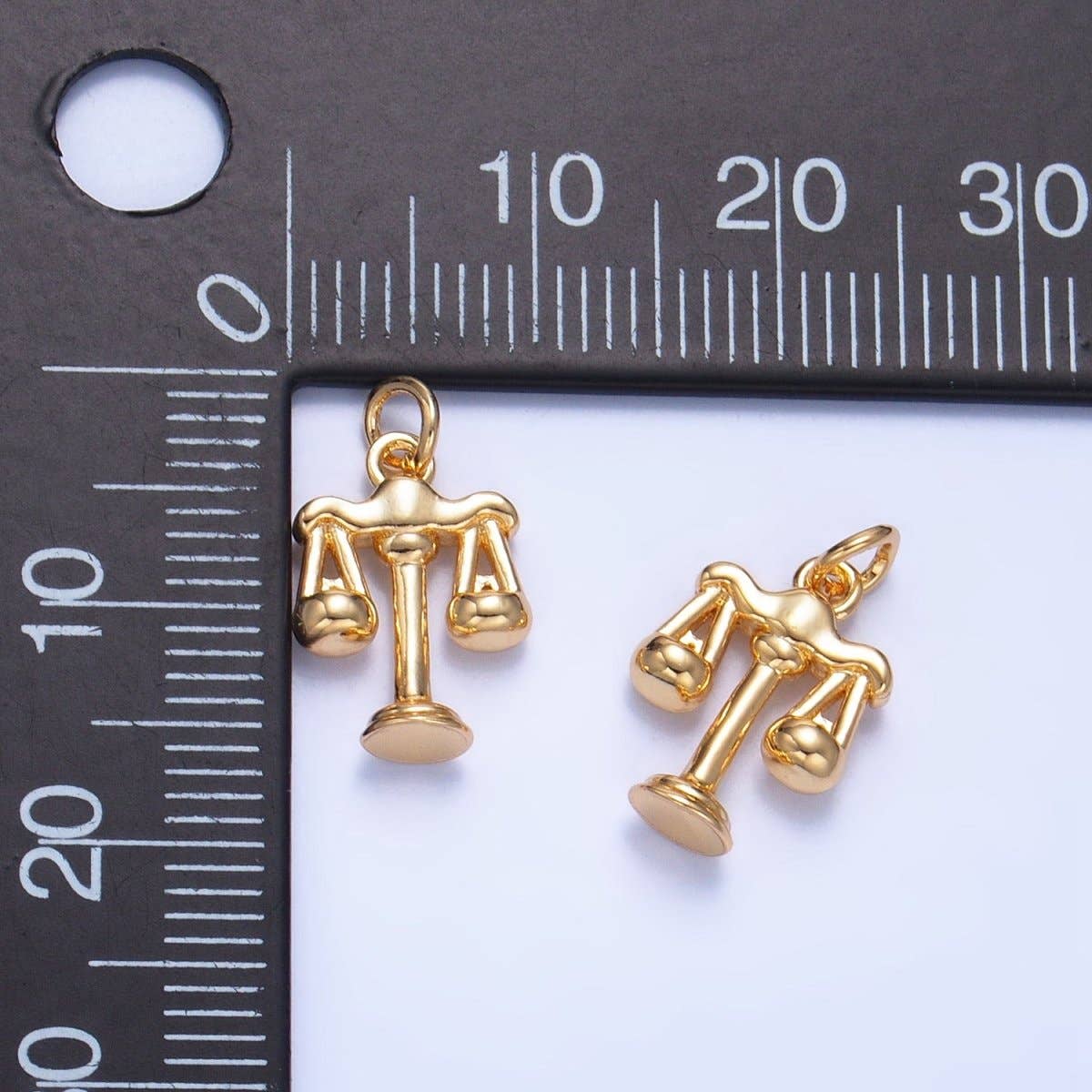 24K Gold Filled CZ Scales of Justice Law 3D Multidimensional Charm |