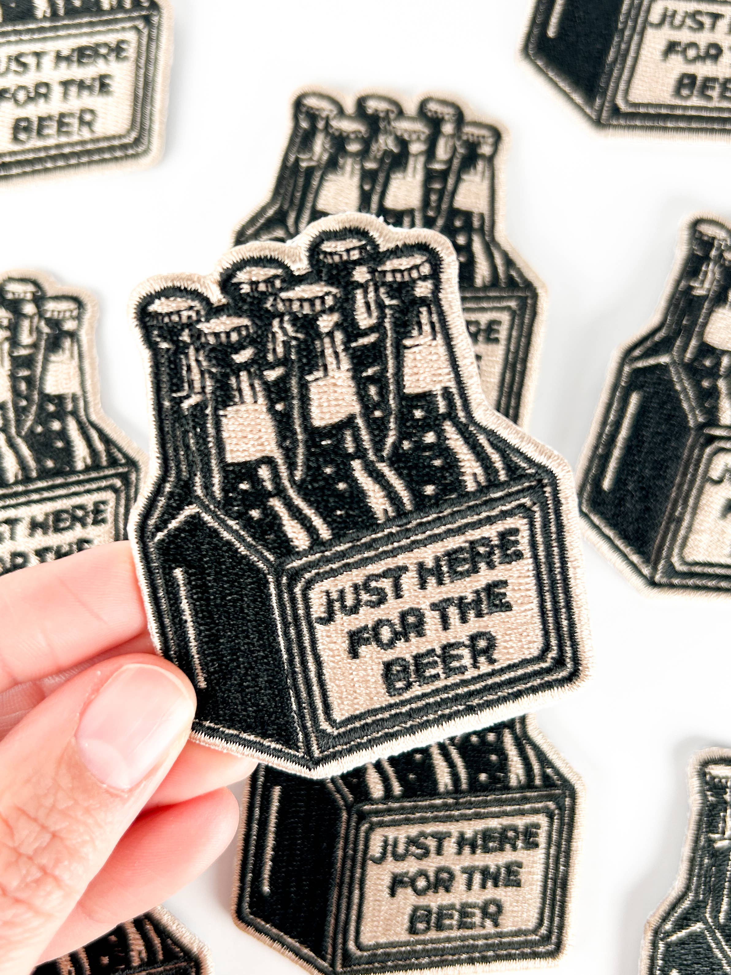 Just Here for the Beer Embroidered Patch Funny Iron On Bar