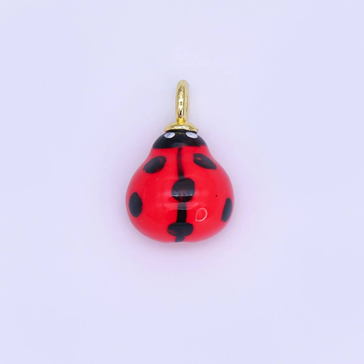24K Gold Filled Red Ladybug Insect Ceramic Drop Pendant |