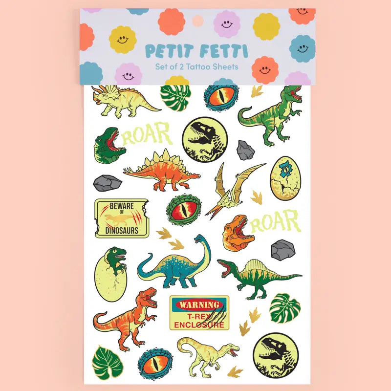 Dinosaur Glow in the Dark Kids Temporary Tattoos - Petit Fetti image 0