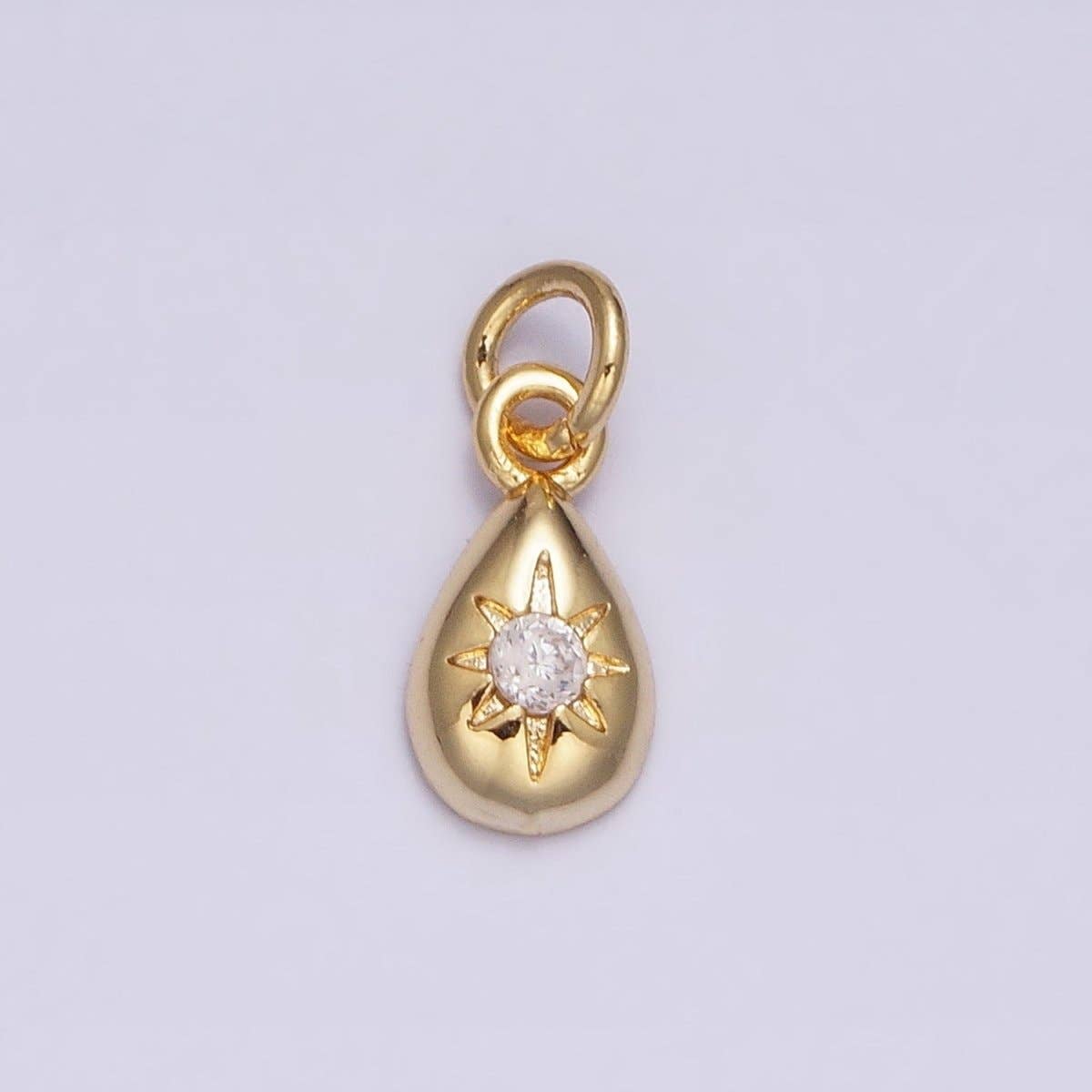 16K Gold Filled Mini Celestial North Star Clear CZ Teardrop Add-On Charm | AC-1167