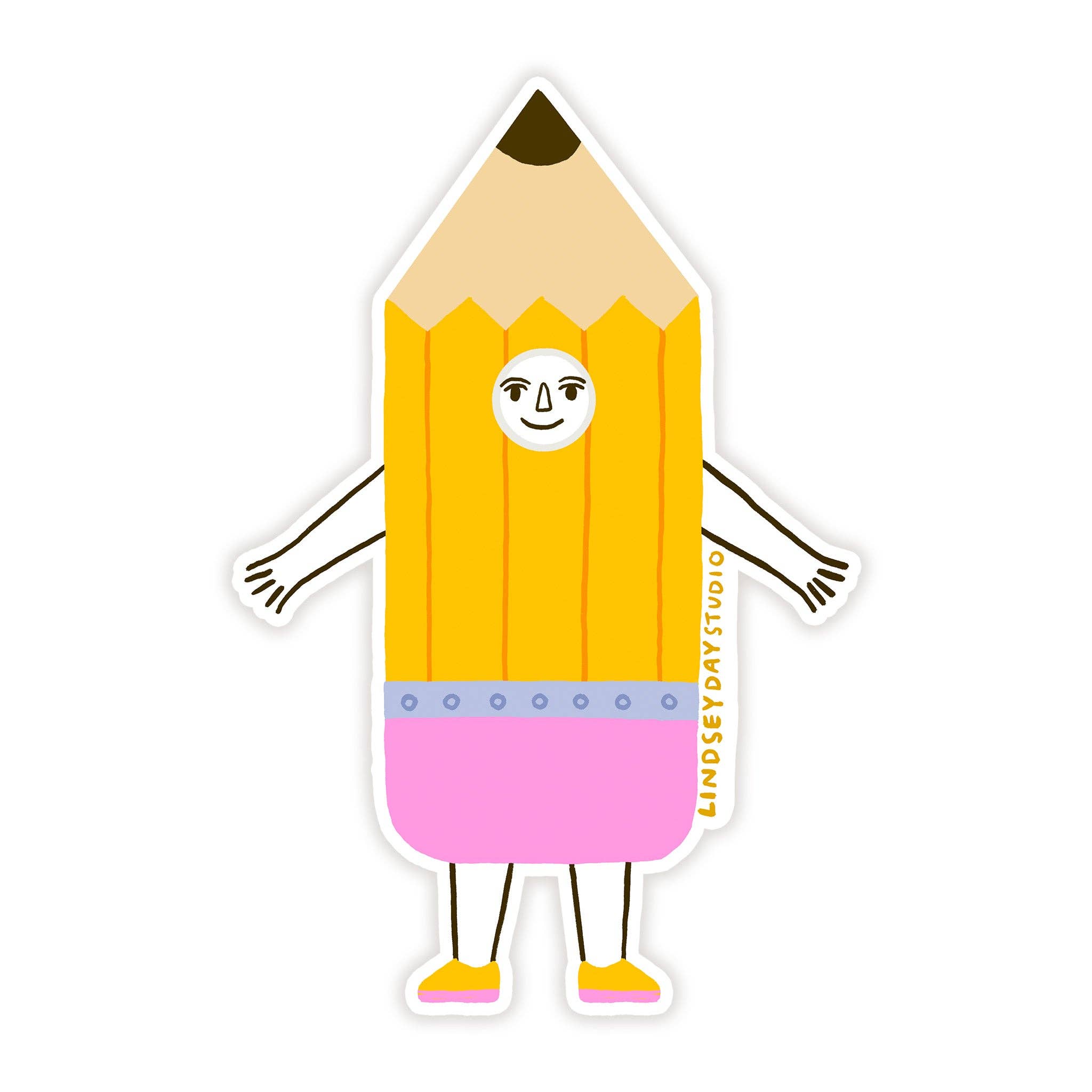 Pencil Friend Sticker, Teacher Gift, Cute Kawaii Sticker
