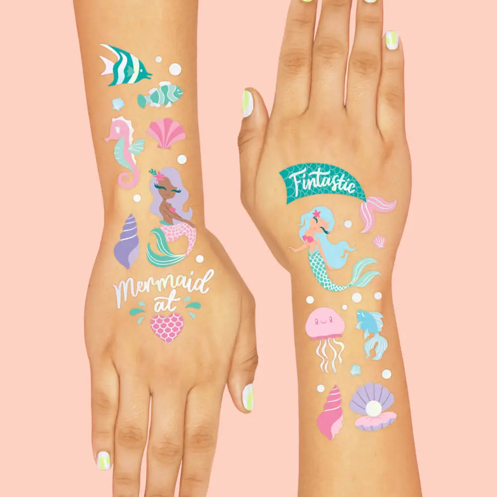 Mermaid Party Foil Kids Temporary Tattoos - Petit Fetti image 1