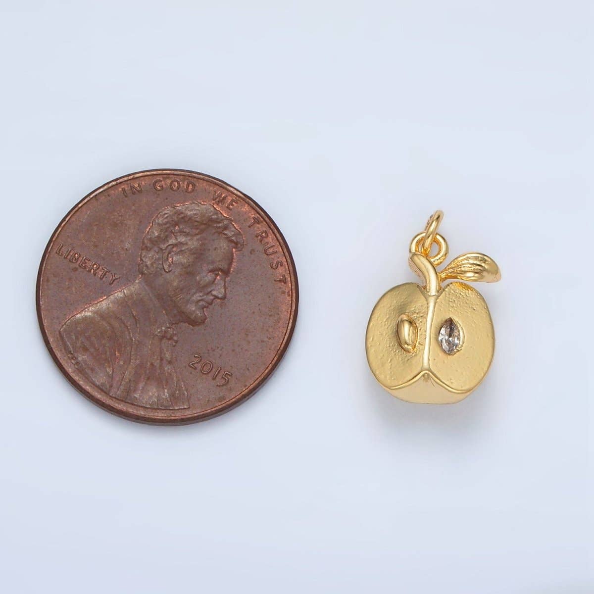 24K Gold Filled CZ Sliced Apple Fruit Mini Charm |
