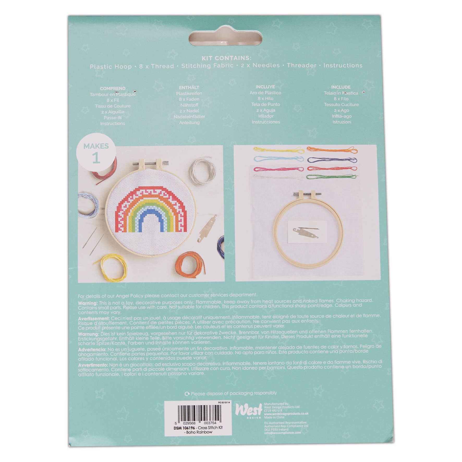 Simply Make Cross Stitch Kit - Boho Rainbow