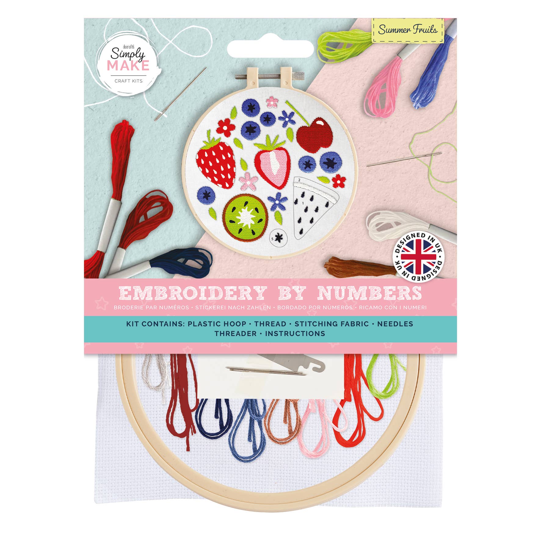 Simply Make Embroidery By Numbers Summer Fruits Craft Kit