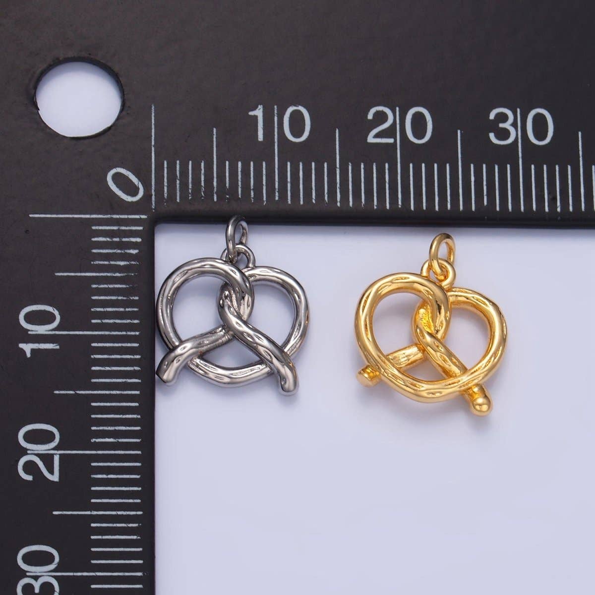 24K Gold Filled Mini Pretzel Pastry 3D Minimalist Charm in Gold