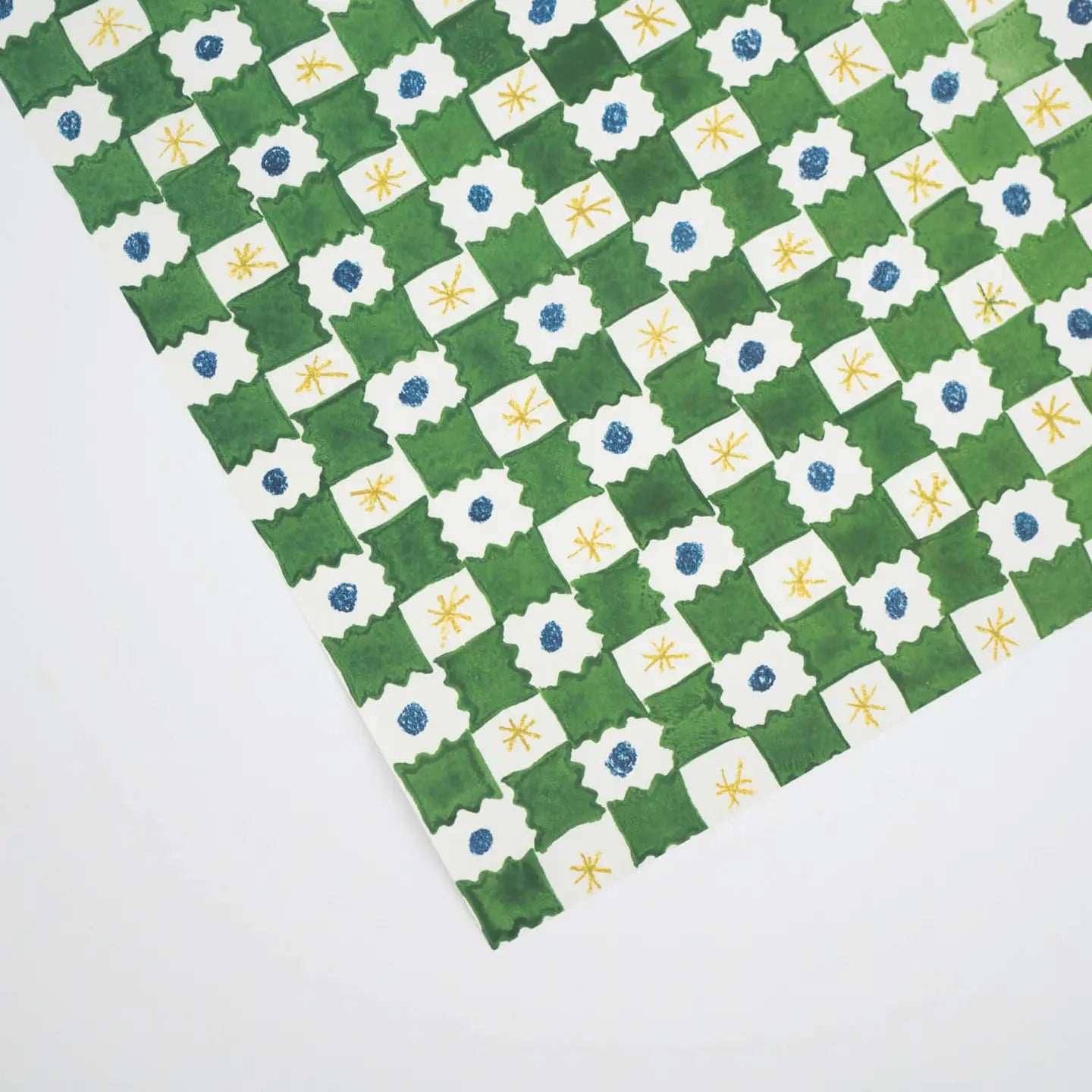 Green Chequerboard Gift Wrap - Single Sheet image 2