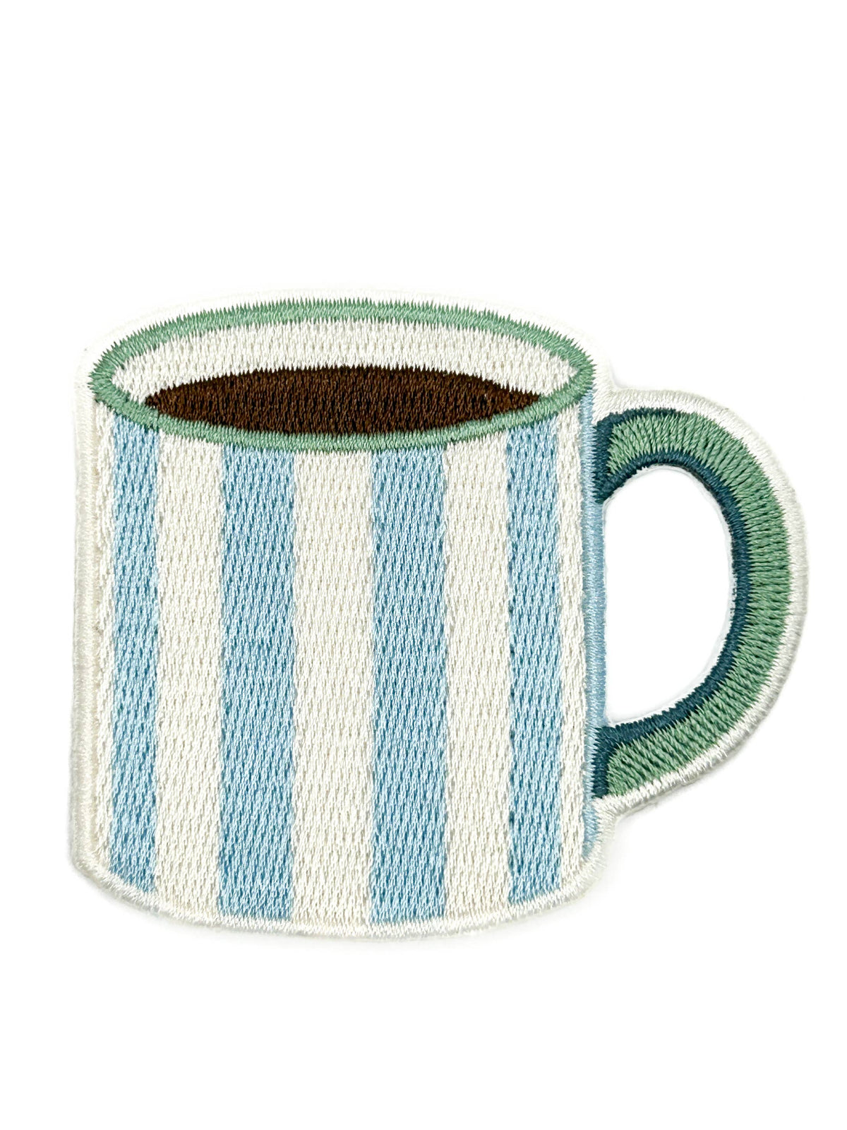 Striped Coffee Mug Embroidered Patch Iron On Cute Camp