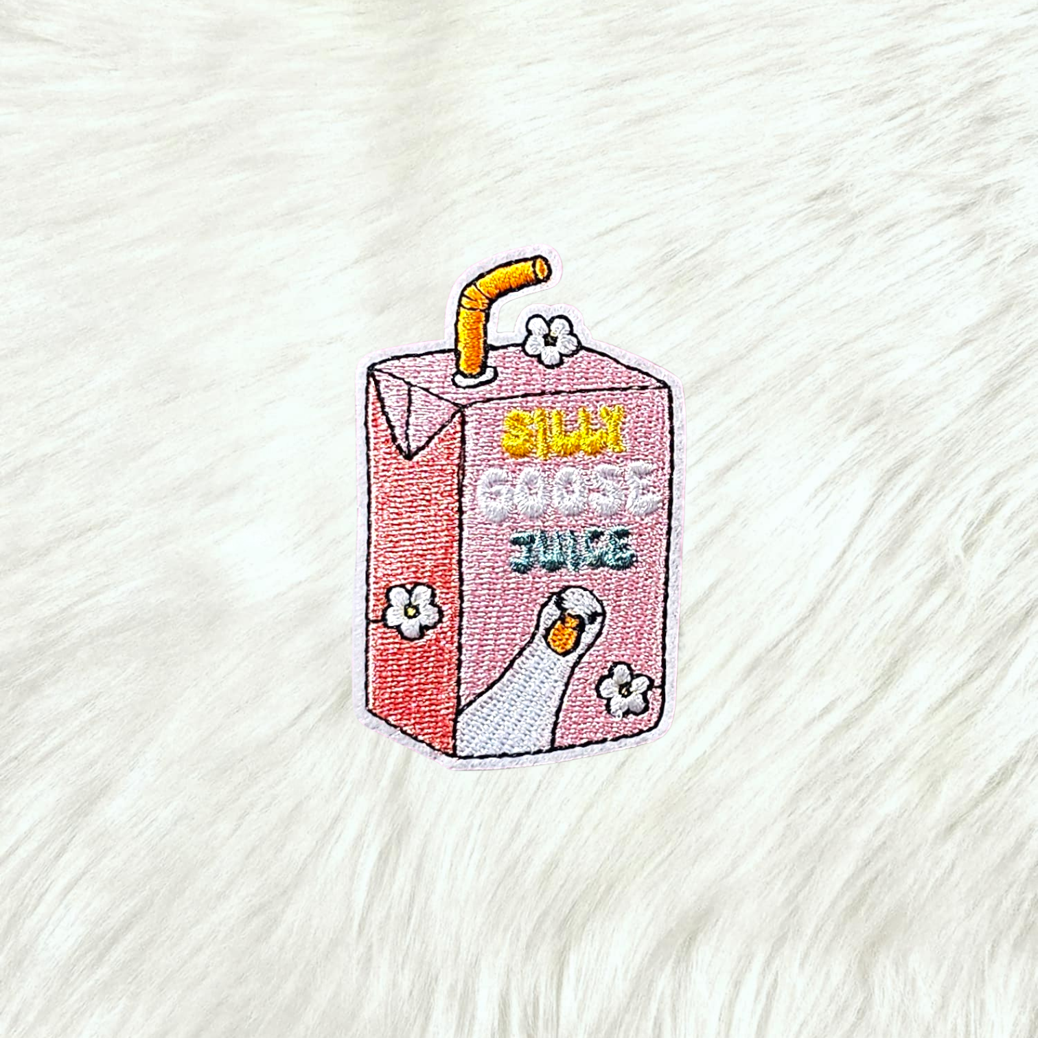 Silly Goose Juice Floral Embroidery Iron On Patch