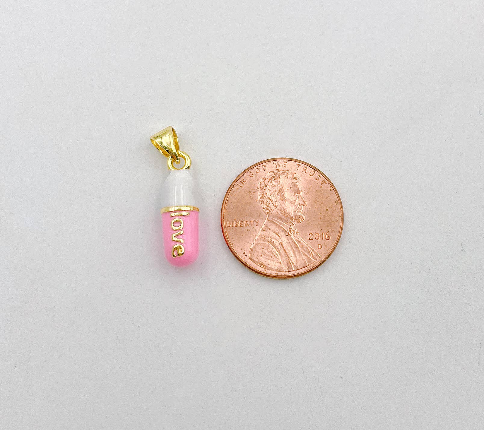 Dainty Enamel Pill Bar Charm Pendant in Gold Filled